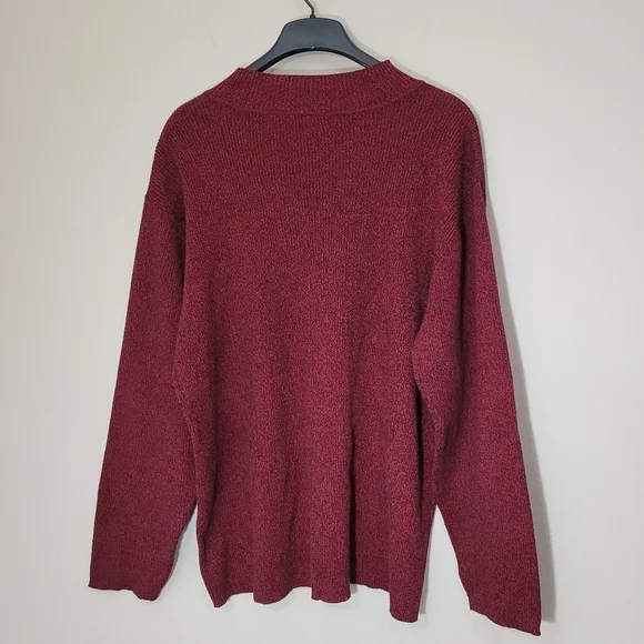 Liz Claiborne Woman Burgundy Wine Black Mock Neck Ribbed Knit Sweater Size 3X - Picture 2 of 9